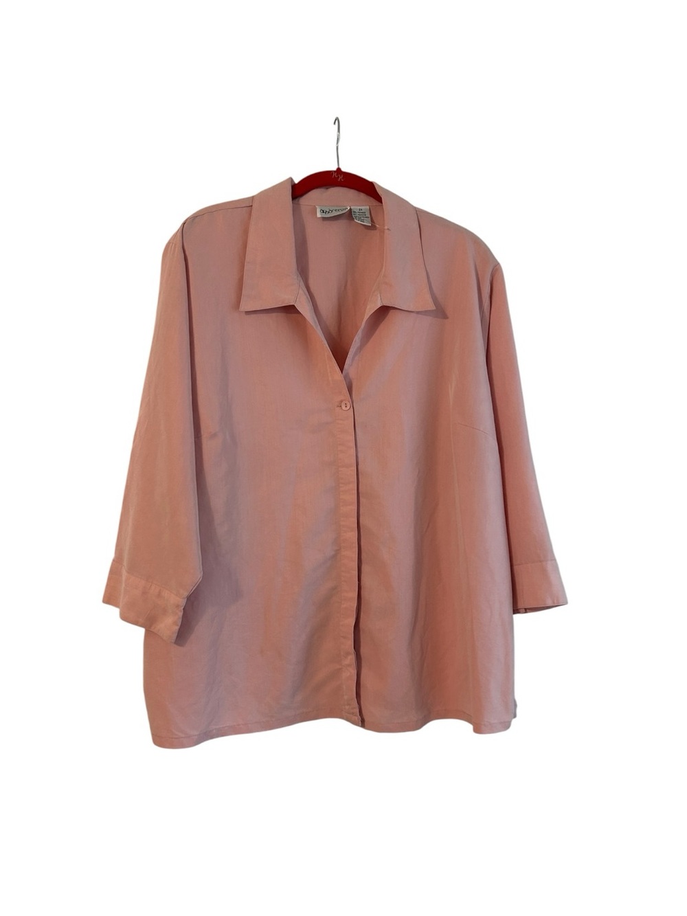 Vintage Apparenza relaxed light pink hidden Button-Front Women's Tunic Size 2X